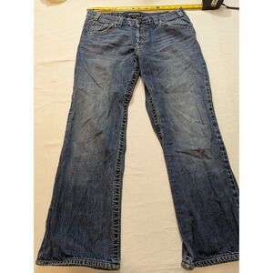 MEK Denim Bootcut Jeans Womens 32x29 Blue Y2K Back Pocket Stitching Low Rise